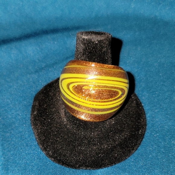 New Gold and Yellow Swirl MURANO glass Ring - Picture 1 of 3